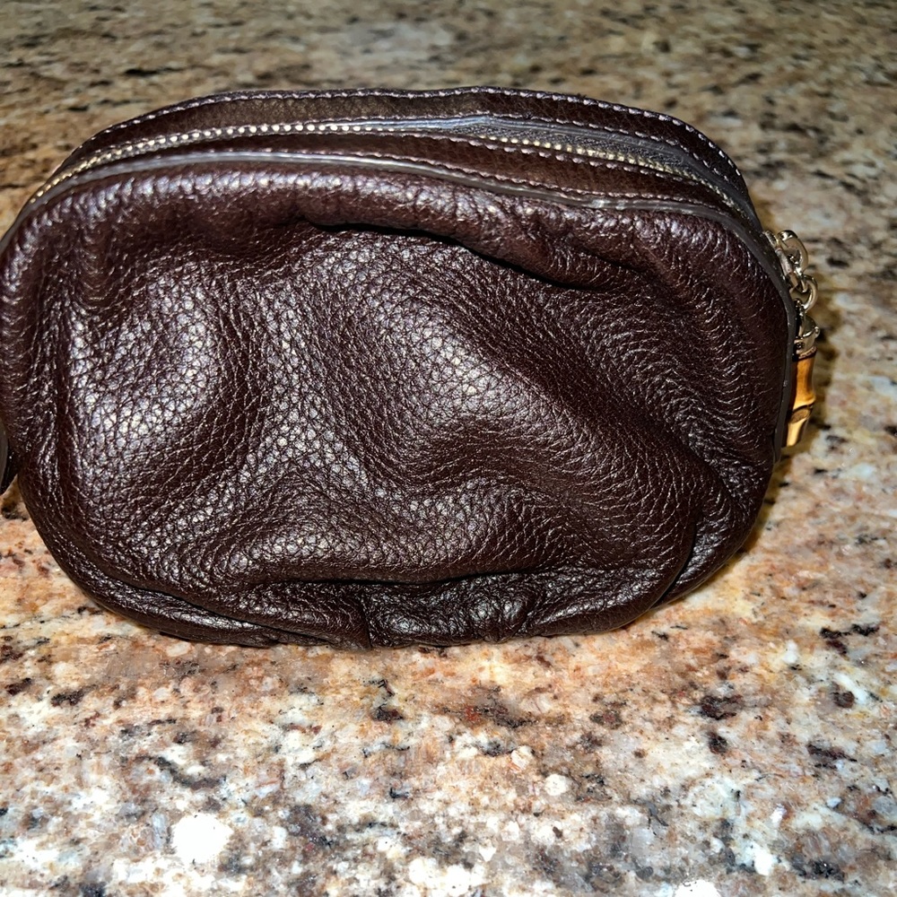 Gucci Brown Leather Pouch Authentic